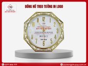 ĐỒNG HỒ TREO TƯỜNG ĐA GIÁC HOA VĂN VIỀN XI VÀNG 12 SỐ NỔI 32CM