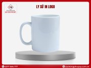 LY SỨ QUÀ TẶNG IN LOGO TRẮNG HÌNH TRỤ QUAI C 350ML