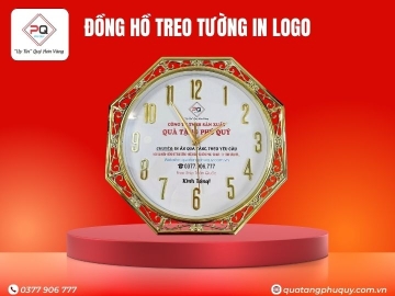 ĐỒNG HỒ TREO TƯỜNG ĐA GIÁC HOA VĂN VIỀN XI VÀNG 12 SỐ NỔI 32CM