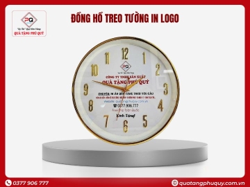 ĐỒNG HỒ TREO TƯỜNG IN LOGO VIỀN XI VÀNG 12 SỐ NỔI 35CM