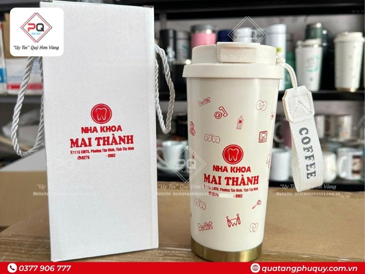 BÌNH GIỮ NHIỆT IN LOGO NHA KHOA 530ML