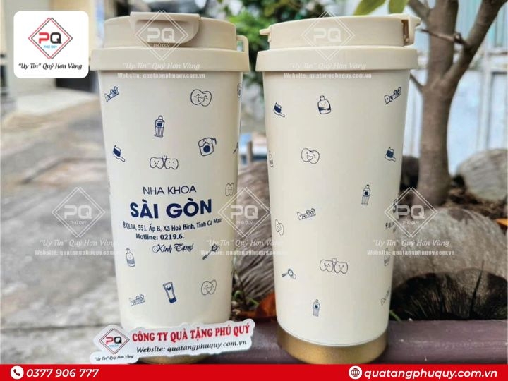 BÌNH GIỮ NHIỆT IN LOGO NHA KHOA 530ML