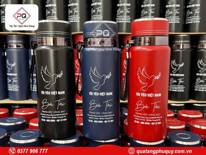 BÌNH GIỮ NHIỆT IN LOGO TIỆM VÀNG