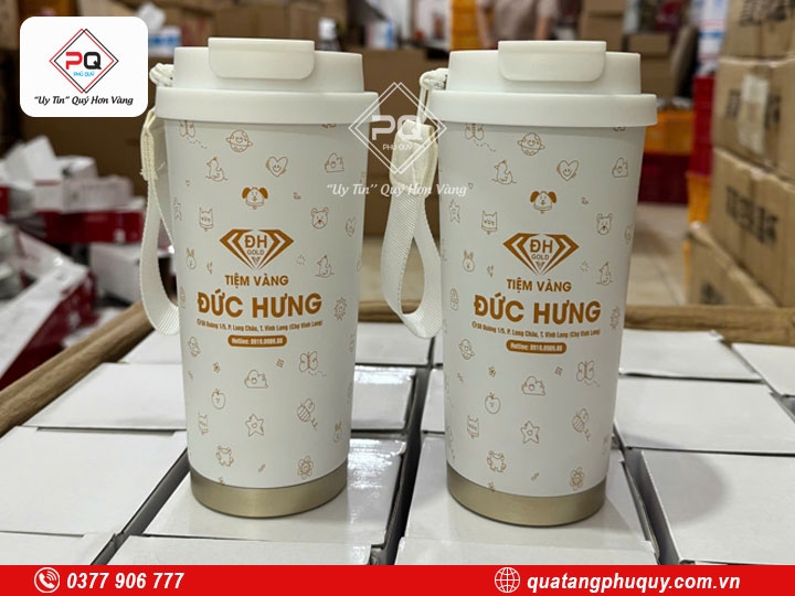 BÌNH GIỮ NHIỆT IN LOGO TIỆM VÀNG