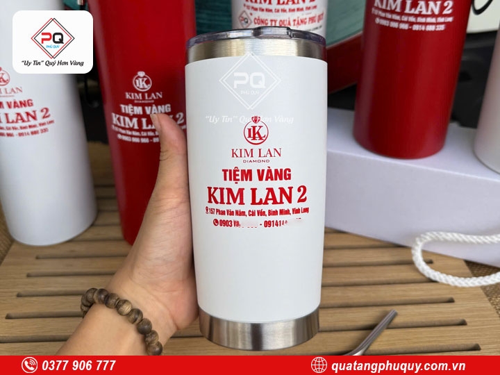BÌNH GIỮ NHIỆT IN LOGO TIỆM VÀNG