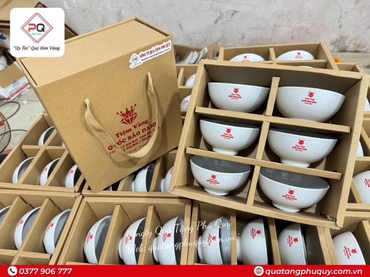 BỘ 6 CHÉN SỨ IN LOGO THEO YÊU CẦU