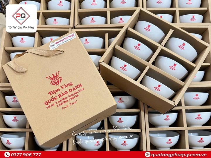 BỘ 6 CHÉN SỨ IN LOGO THEO YÊU CẦU