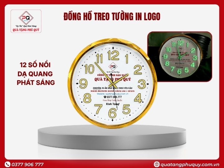 ĐỒNG HỒ TREO TƯỜNG IN LOGO SỐ DẠ QUANG