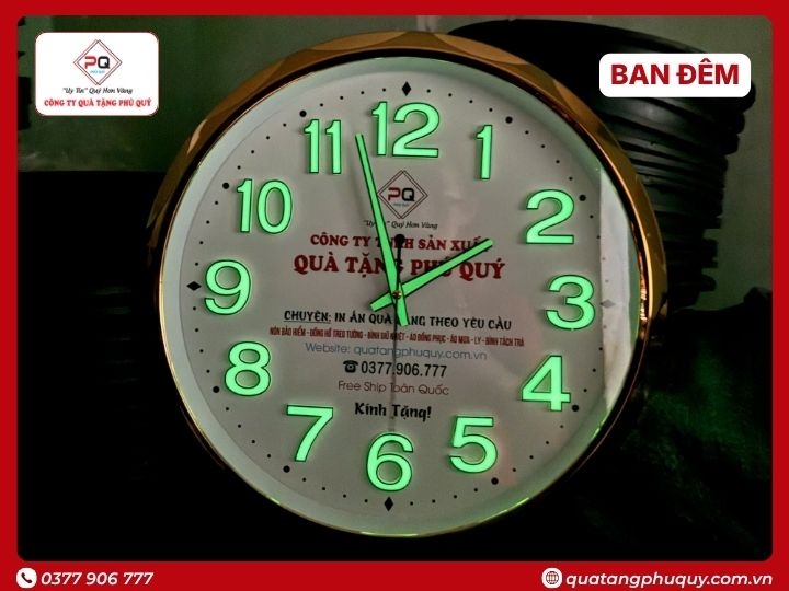 ĐỒNG HỒ TREO TƯỜNG IN LOGO SỐ DẠ QUANG