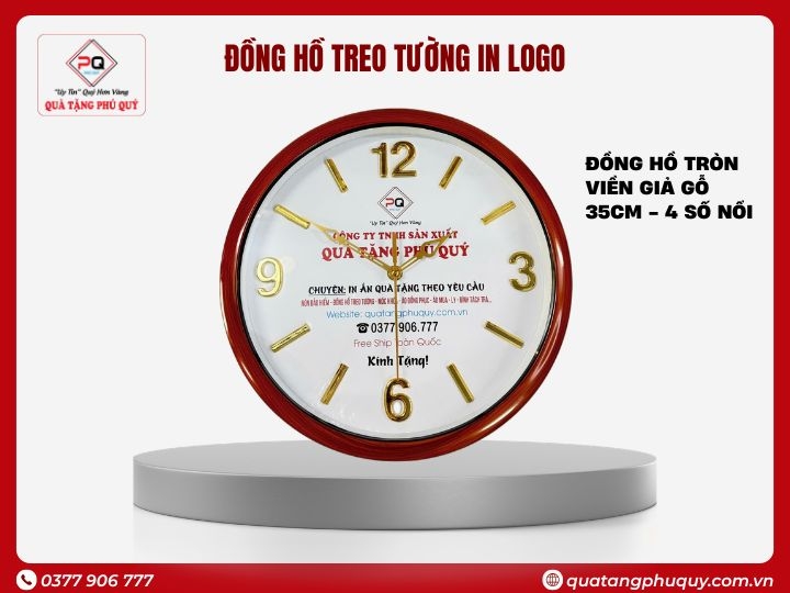 ĐỒNG HỒ TREO TƯỜNG TRÒN VÂN SƠN GIẢ GỖ 4 SỐ NỔI 