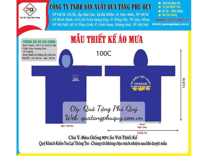 IN ÁO MƯA XE ĐIỆN OSAKAR
