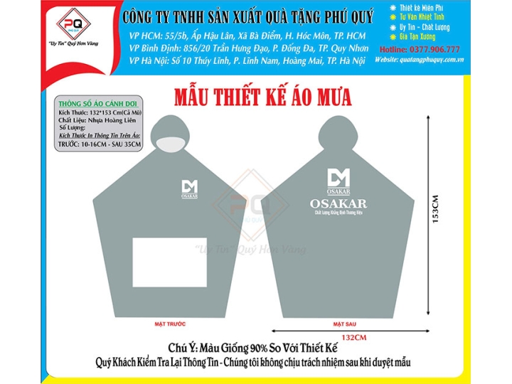 IN ÁO MƯA XE ĐIỆN OSAKAR