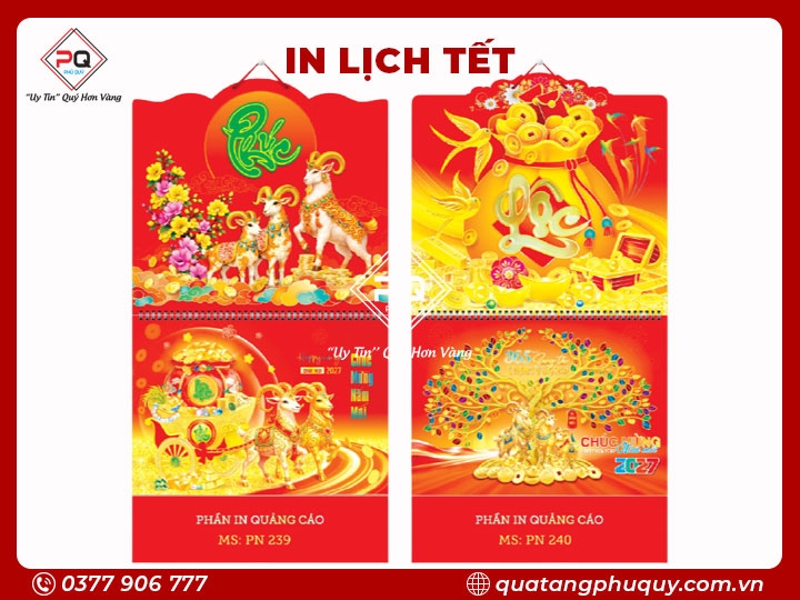 LỊCH LÒ XO GIỮA 13 TỜ BẾ NỔI 3D PHÚC LỘC