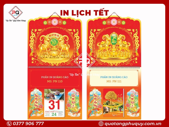 LỊCH LÒ XO GIỮA BLOC DÁN NỔI 3D VINH HOA PHÚ QUÝ