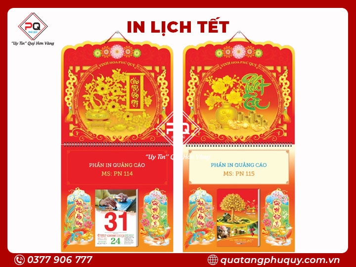 LỊCH LÒ XO GIỮA BLOC DÁN NỔI 3D VINH HOA PHÚ QUÝ