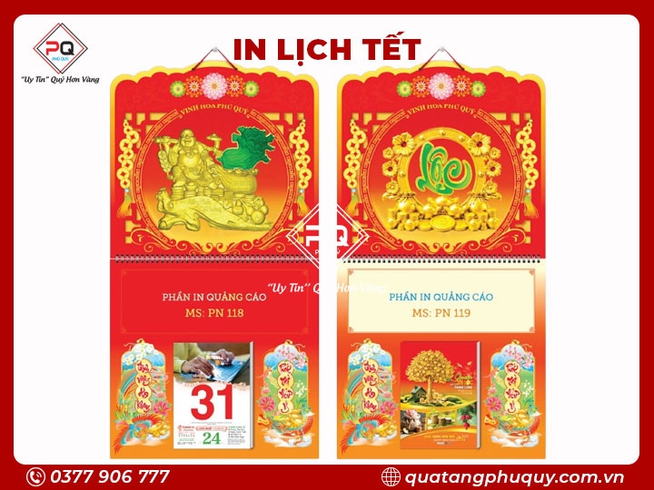 LỊCH LÒ XO GIỮA BLOC DÁN NỔI 3D VINH HOA PHÚ QUÝ