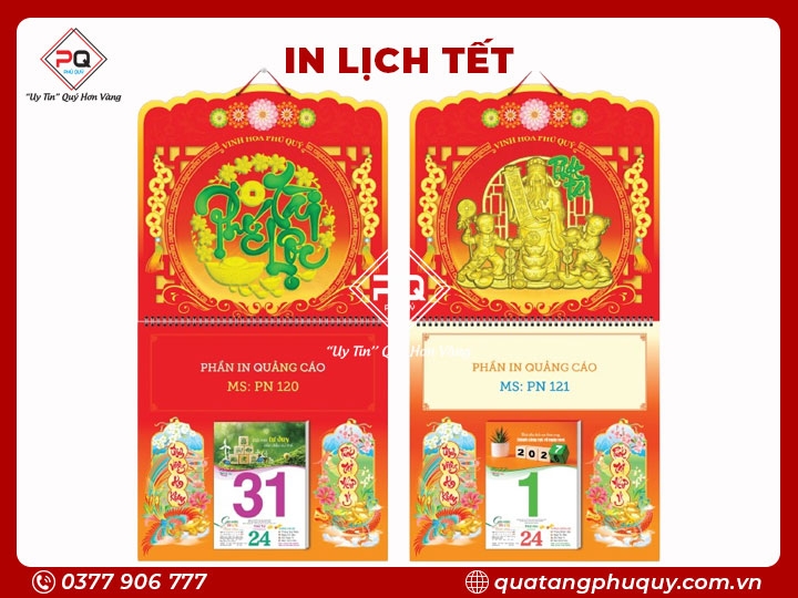 LỊCH LÒ XO GIỮA BLOC DÁN NỔI 3D VINH HOA PHÚ QUÝ