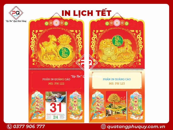 LỊCH LÒ XO GIỮA BLOC DÁN NỔI 3D VINH HOA PHÚ QUÝ