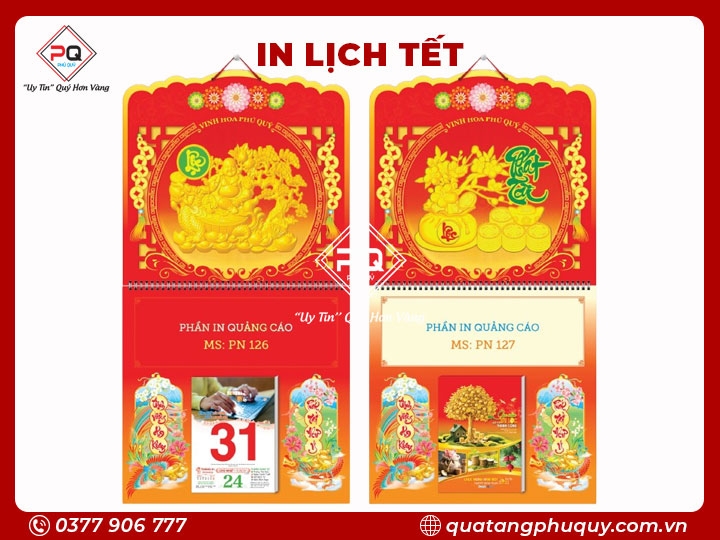 LỊCH LÒ XO GIỮA BLOC DÁN NỔI 3D VINH HOA PHÚ QUÝ