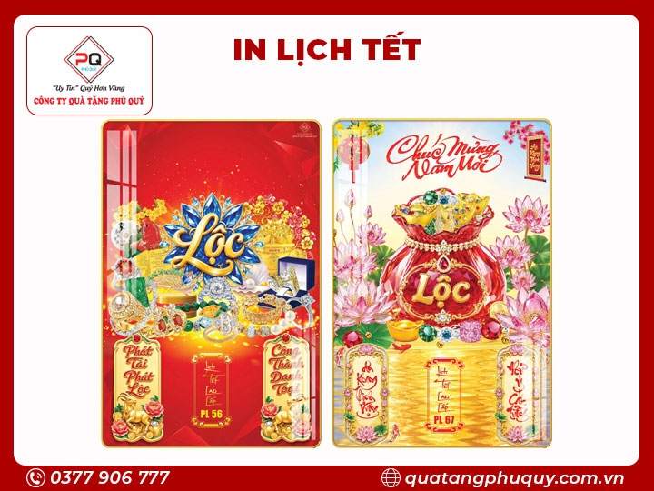 IN LỊCH TRÁNG GƯƠNG CHỮ LỘC