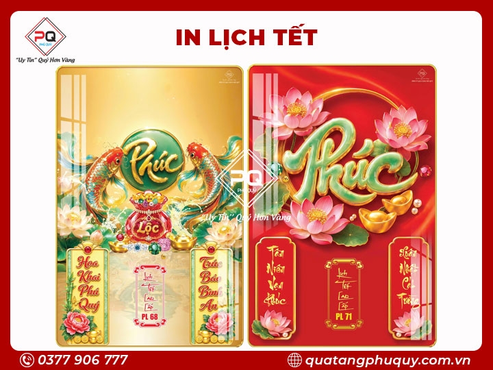IN LỊCH TRÁNG GƯƠNG CHỮ PHÚC