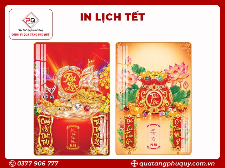 IN LỊCH TRÁNG GƯƠNG CHỮ TÀI LỘC