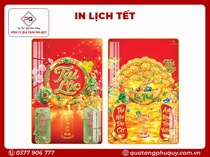IN LỊCH TRÁNG GƯƠNG CHỮ TÀI LỘC