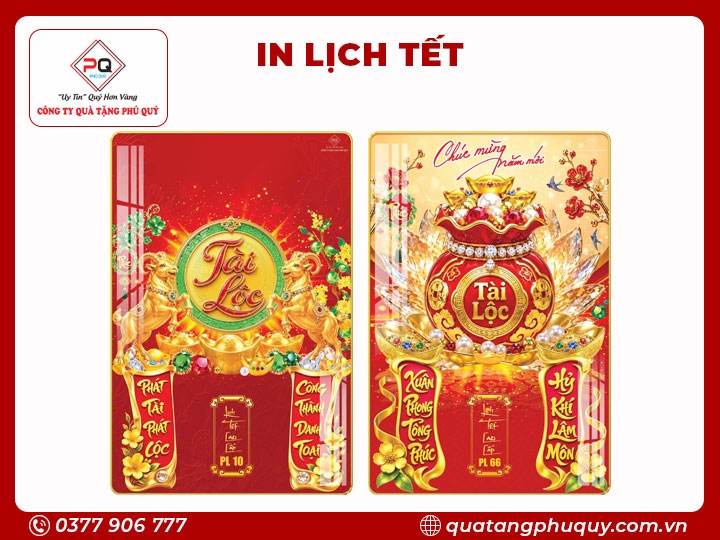 IN LỊCH TRÁNG GƯƠNG CHỮ TÀI LỘC