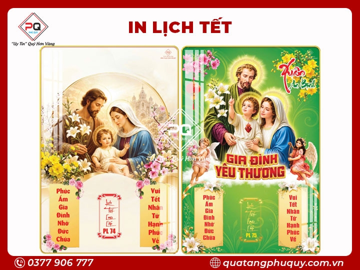 IN LỊCH TRÁNG GƯƠNG GIA ĐÌNH THÁNH GIA