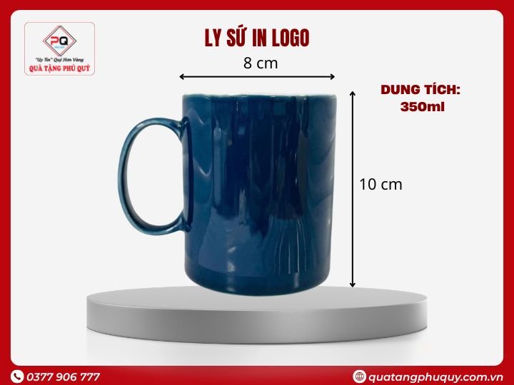 LY SỨ QUÀ TẶNG IN LOGO ĐỦ MÀU HÌNH TRỤ QUAI C 350ML