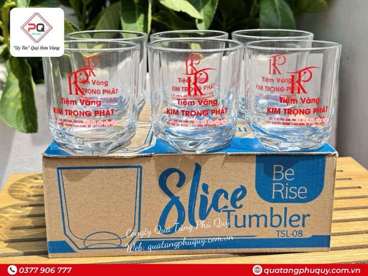 LY THUỶ TINH IN LOGO TIỆM VÀNG KIM TRỌNG PHÁT