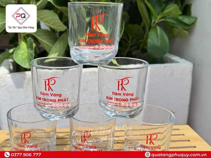 LY THUỶ TINH IN LOGO TIỆM VÀNG KIM TRỌNG PHÁT