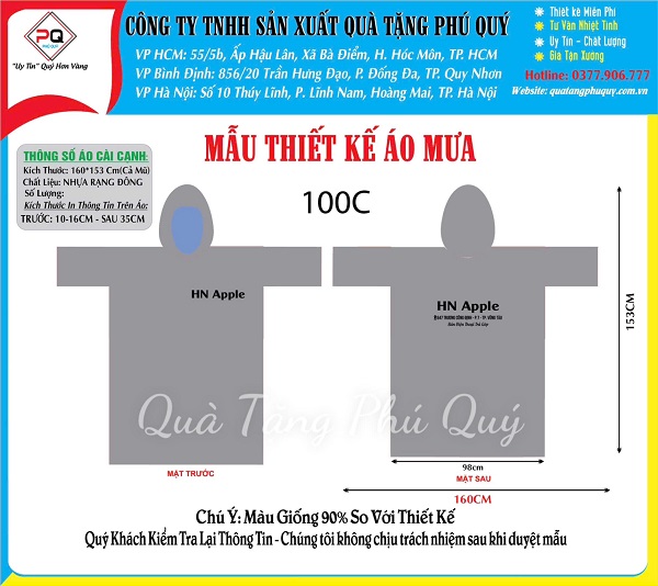 Áo mưa in logo