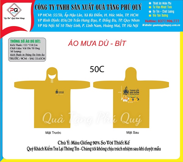 Áo mưa in logo