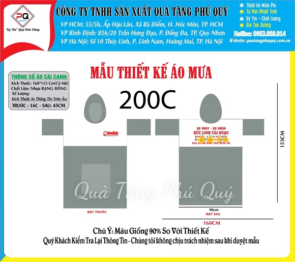 Áo mưa in logo