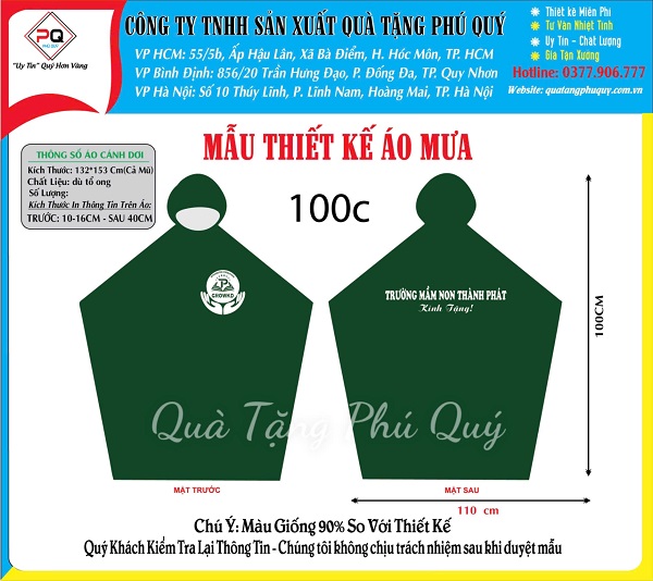 Áo mưa in logo