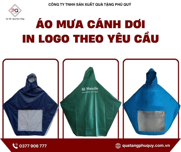 Áo mưa cánh dơi in logo Áo mưa cánh dơi in logo