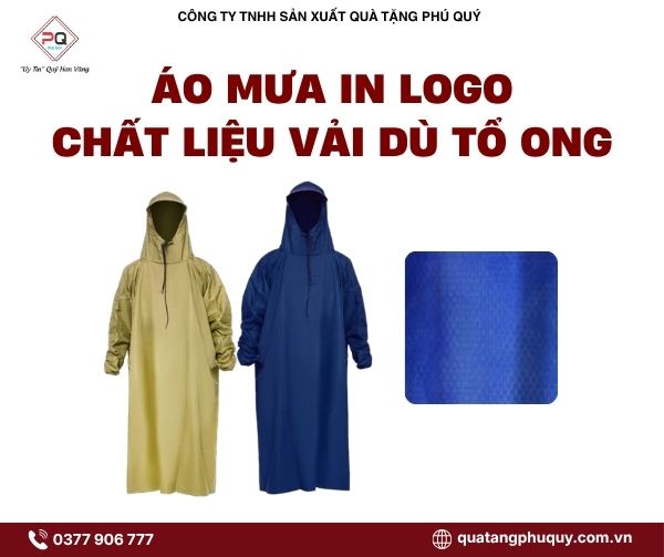 Áo mưa in logo chất liệu vải dù tổ ong Áo mưa in logo chất liệu vải dù tổ ong