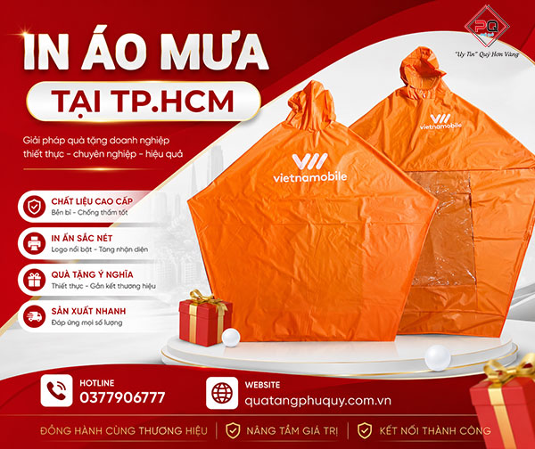 In áo mưa tại TP.HCM - Quà Tặng Phú Quý