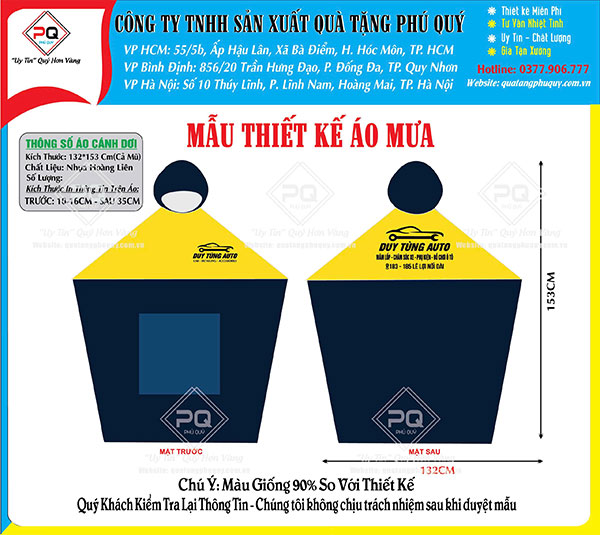 Quà Tặng Phú Quý hỗ trợ thiết kế áo mưa in logo miễn phí