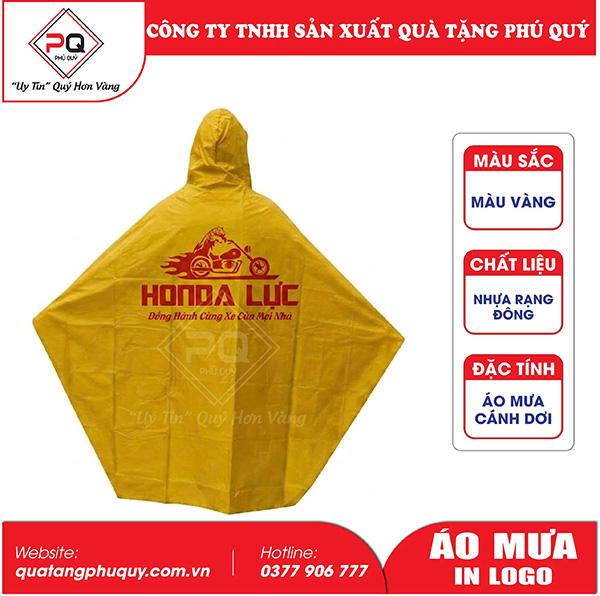 Mẫu áo mưa cánh dơi in logo theo yêu cầu tại Hà Nội