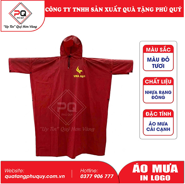 Áo mưa cài cạnh in logo theo yêu cầu Hà Nội