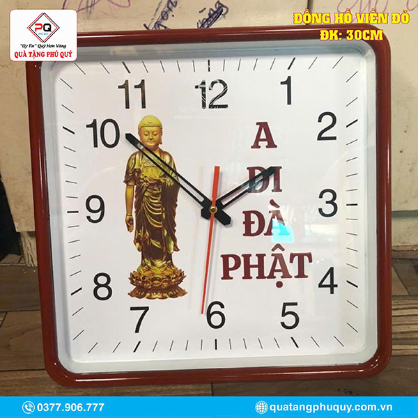 Đồng hồ treo tường hình vuông A Di Đà Phật