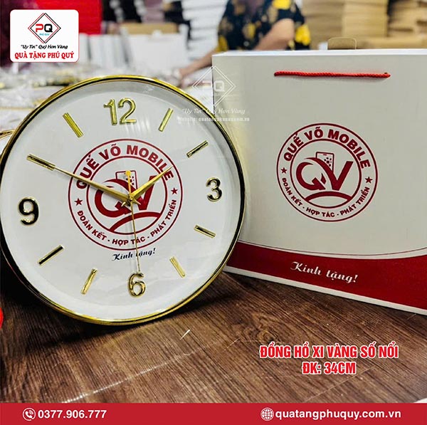 Đồng hồ xi vàng số nổi 34cm Đồng hồ xi vàng số nổi 34cm