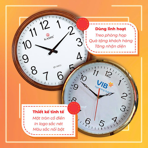 Đồng hồ treo tường in logo được ứng dụng làm quà tặng trong nhiều trường hợp