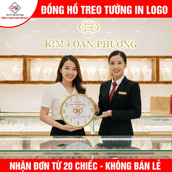 Đồng hồ tròn viền xi vàng 12 số nổi