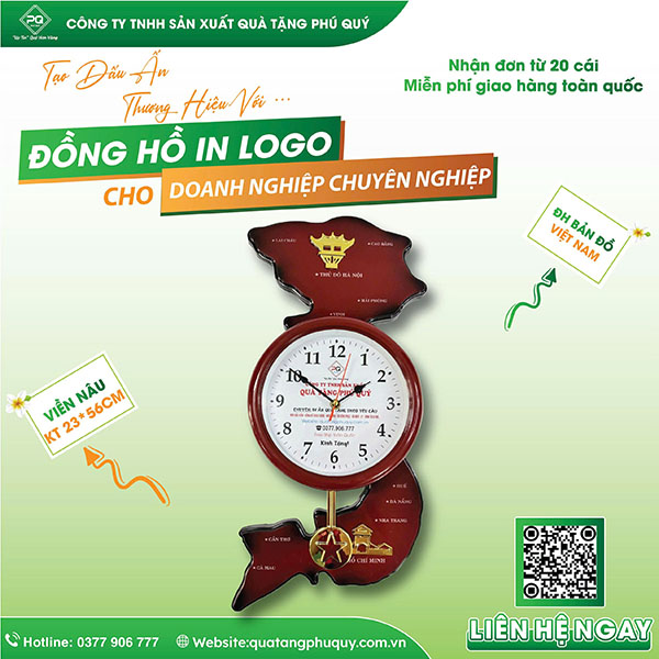 Đồng hồ treo tường in logo giúp thương hiệu hiện diện mỗi ngày