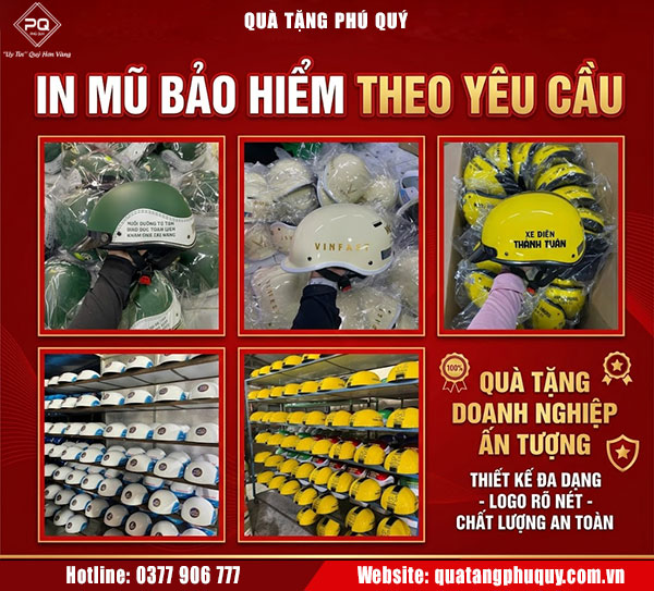 Dịch vụ in mũ bảo hiểm theo yêu cầu - Xưởng sản xuất giá rẻ, uy tín