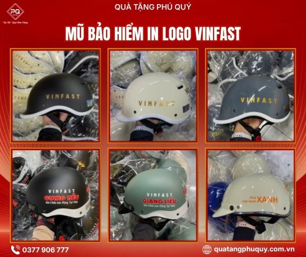 Mẫu mũ bảo hiểm in logo Vinfast
