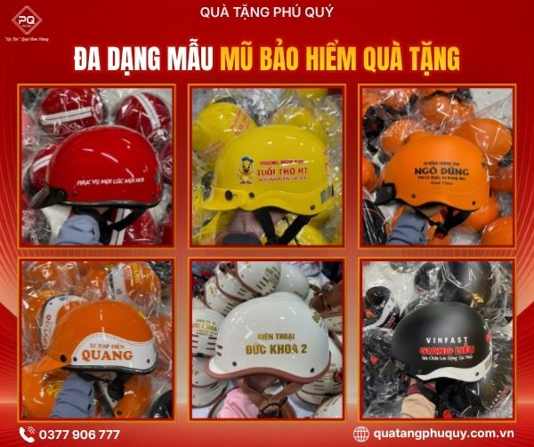 Quà Tặng Phú Quý cung cấp đa dạng mẫu in mũ bảo hiểm quảng cáo